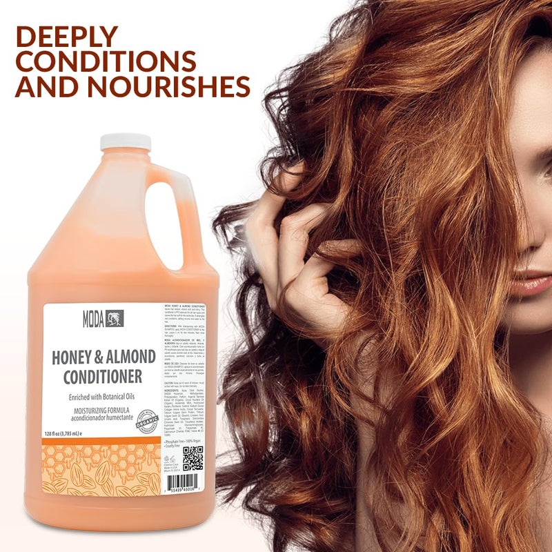 MODA - Moisturizing Conditioner for all Hair Types, Honey Almond, 128 Oz, Professional - Strengthens, Moisturizes, Leaves Hair Soft and Shiny, Adds Volume, Protects Color and Restore - Image 5